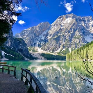 Lago di Braies, a green mountain lake